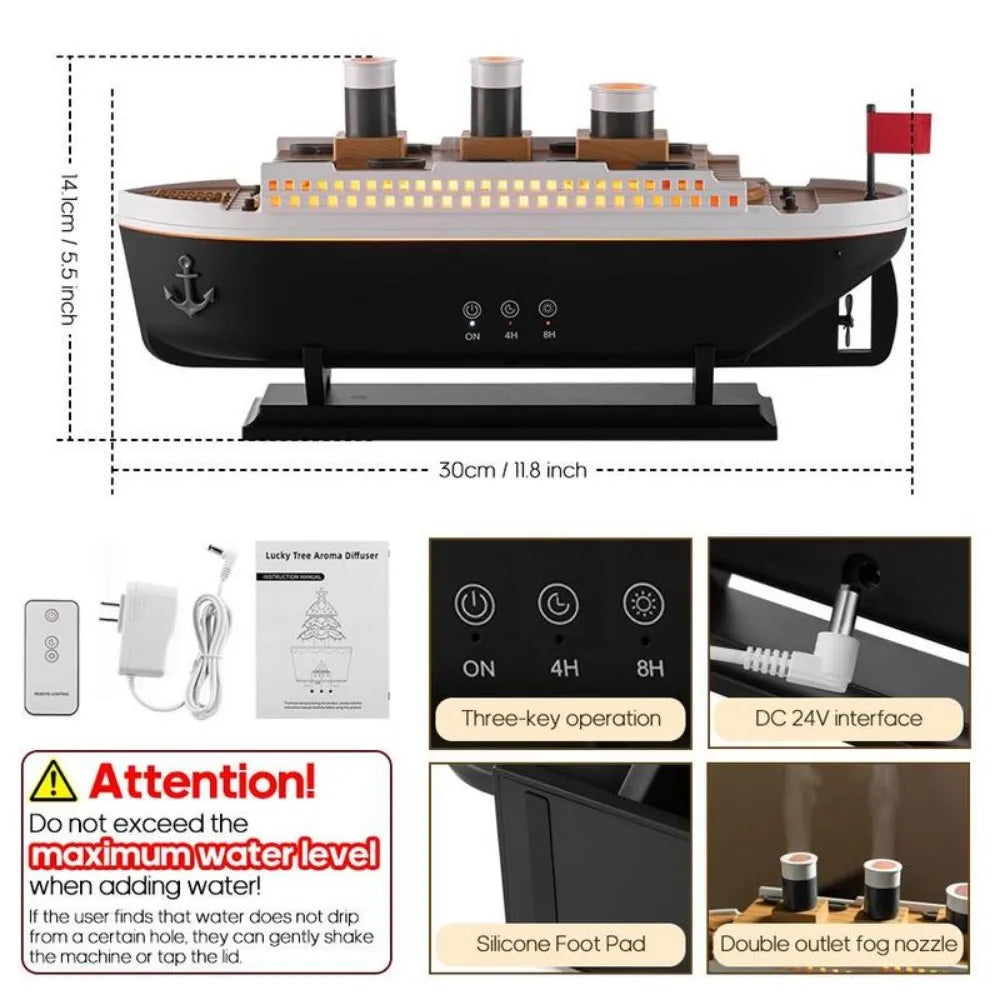Humidificador de aire con diseño de barco Titanic
